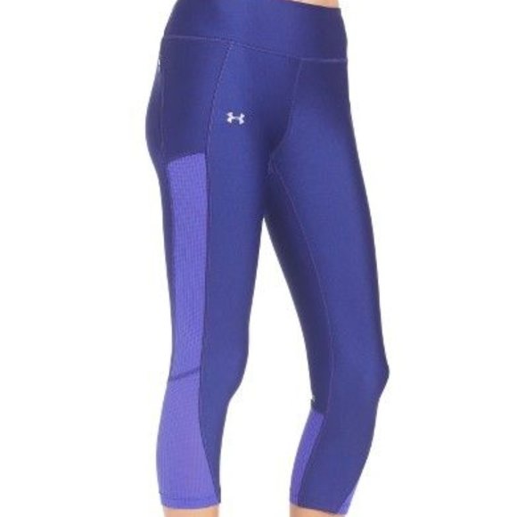 Under Armour Fly By HeatGear Capri Workout Leggings Purple Back Pocket Nordstrom - Picture 1 of 9